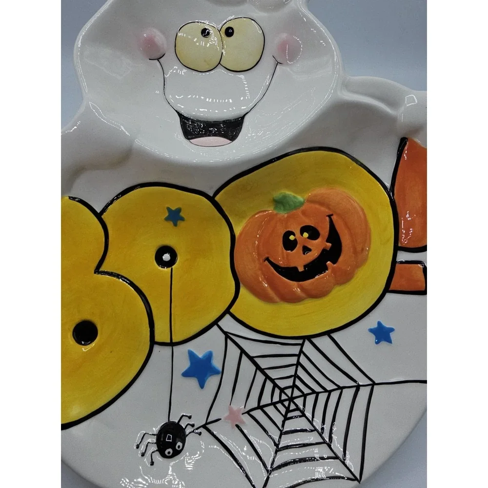 Vintage Chang Song Halloween Ghost, Pumpkin, Spider, BOO! Candy Bowl‎ Dish